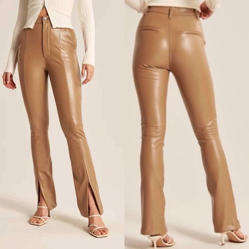 Abercrombie & Fitch The Skinny Ultra High Rise Faux Leather Pants Brown- Size 30